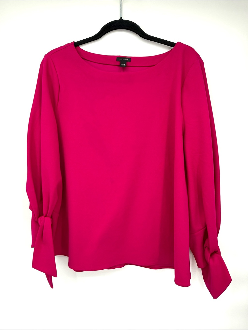 Ann Taylor Fuchsia Tie-Sleeve Blouse
